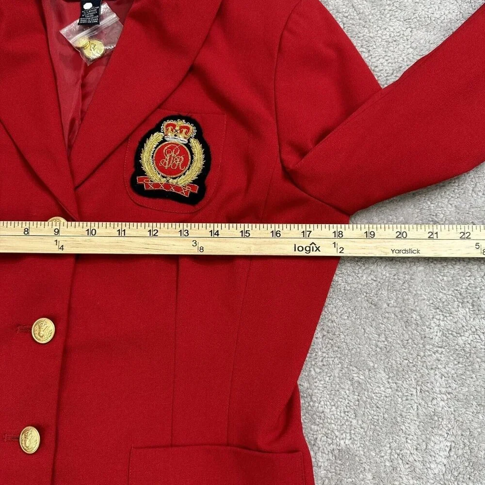 Boston Proper Andrea Behar Women's Royal Crest Blazer Jacket Size 6 Red NWOT
